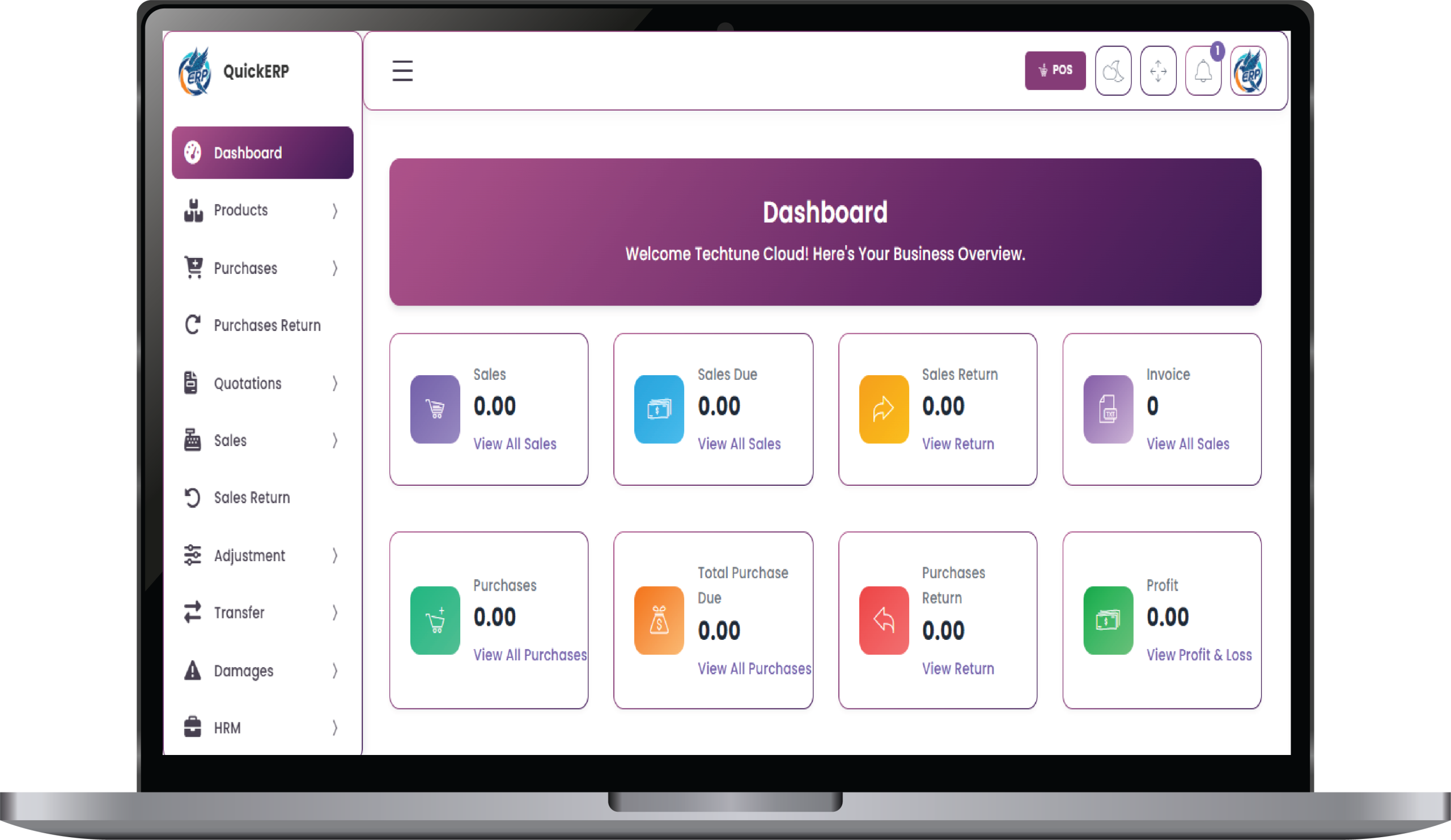 quick-ERP Dashboard